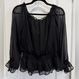 INC International Concepts Black Sheer Blouse